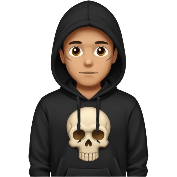 a hoodie with a design of skull on a man  emoji