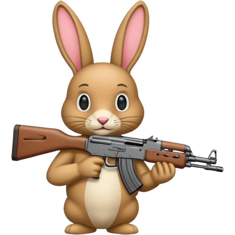 Crea un emoji de un conejo sosteniendo una  Ak47 con pasamontañas  emoji