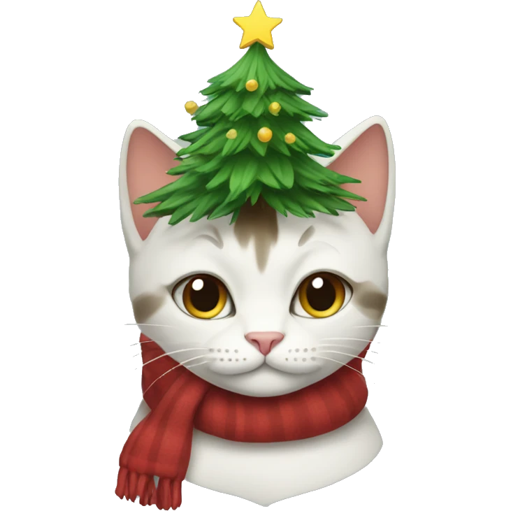 Cat with a christmas tree emoji
