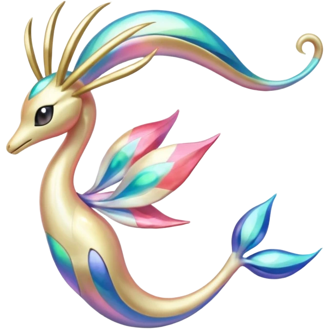 Shiny Meloetta-Cresselia-Milotic-Pokémon-Fakémon-fusion, full body emoji