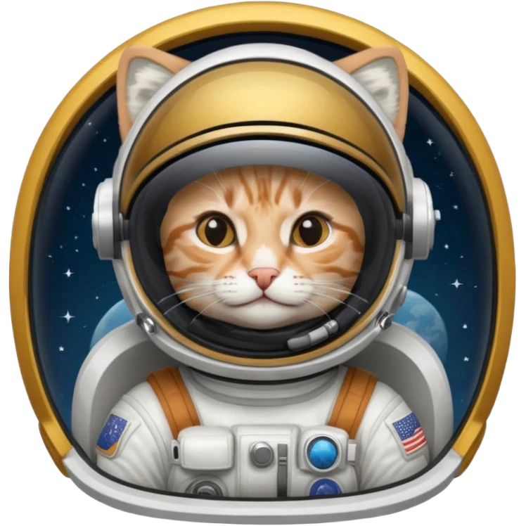 Astronaut with closed helmet rides cat emoji