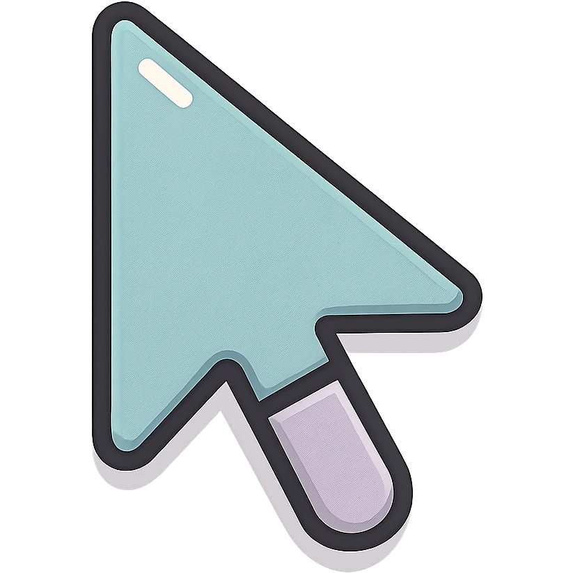 mouse cursor arrow with thickened base, icon-color-outlined style, thin clean outlines, soft rounded shapes, pastel palette #98B5BC, #B5B3C1, #C9A3C9, #E4C0CA, #F7DCD1, #F7C0AA, detailed shadows and highlights, soft lighting, transparent background emoji