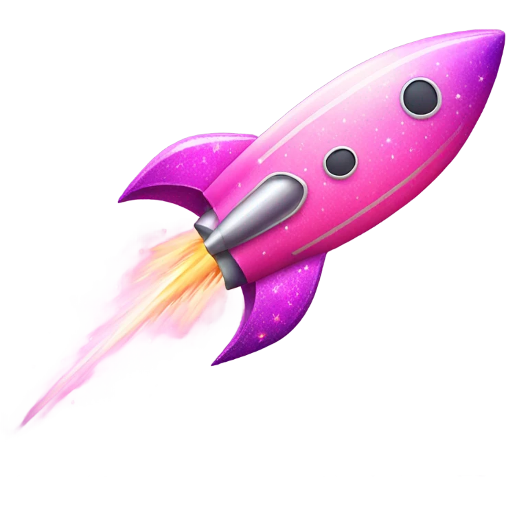Pink ombre rocket ship with glitter  emoji