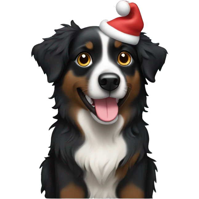 Small black australian shepherd dog Christmas tree emoji
