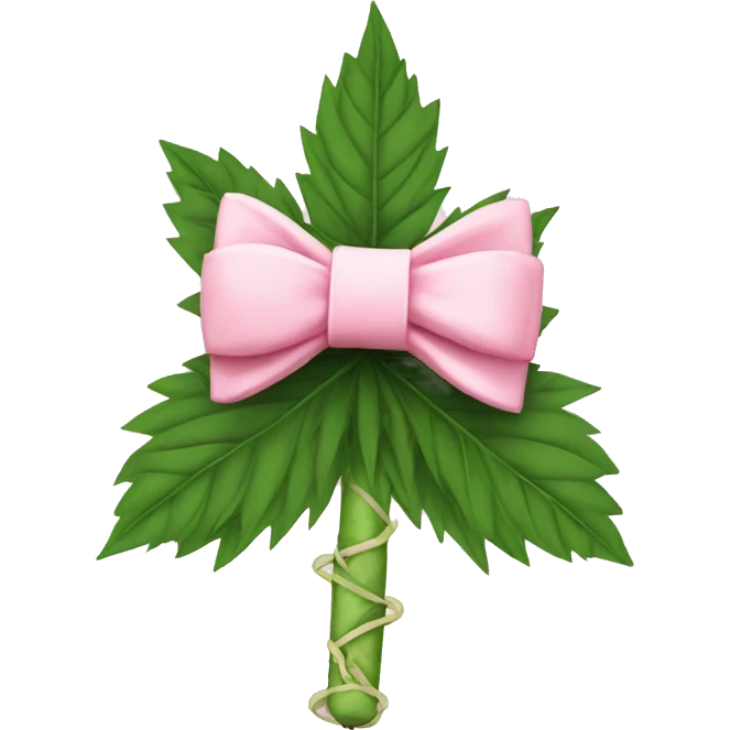 Rolled cbd joint with a light pink bow tied on it no marijuana leaf  emoji