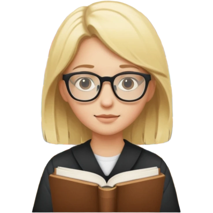 блондин студент учится в библиотеке emoji