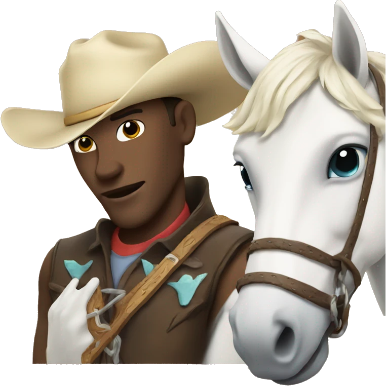 White horse and cowboy  emoji