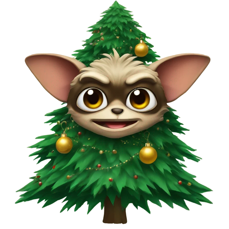 Gremlins inside a Christmas tree emoji