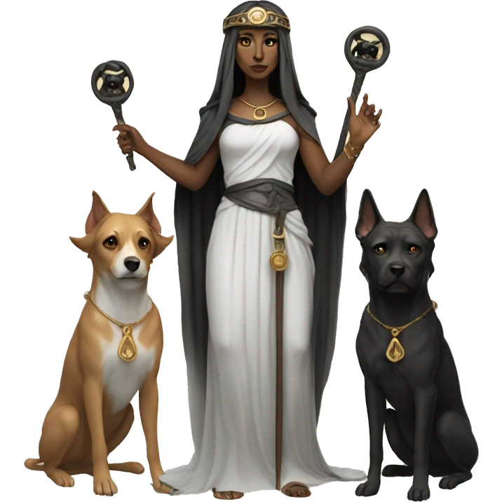 Hekate from Greek mythology with her two dogs emoji