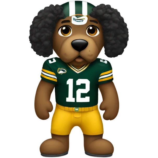 Black doodle wearing Green Bay packers jersey emoji
