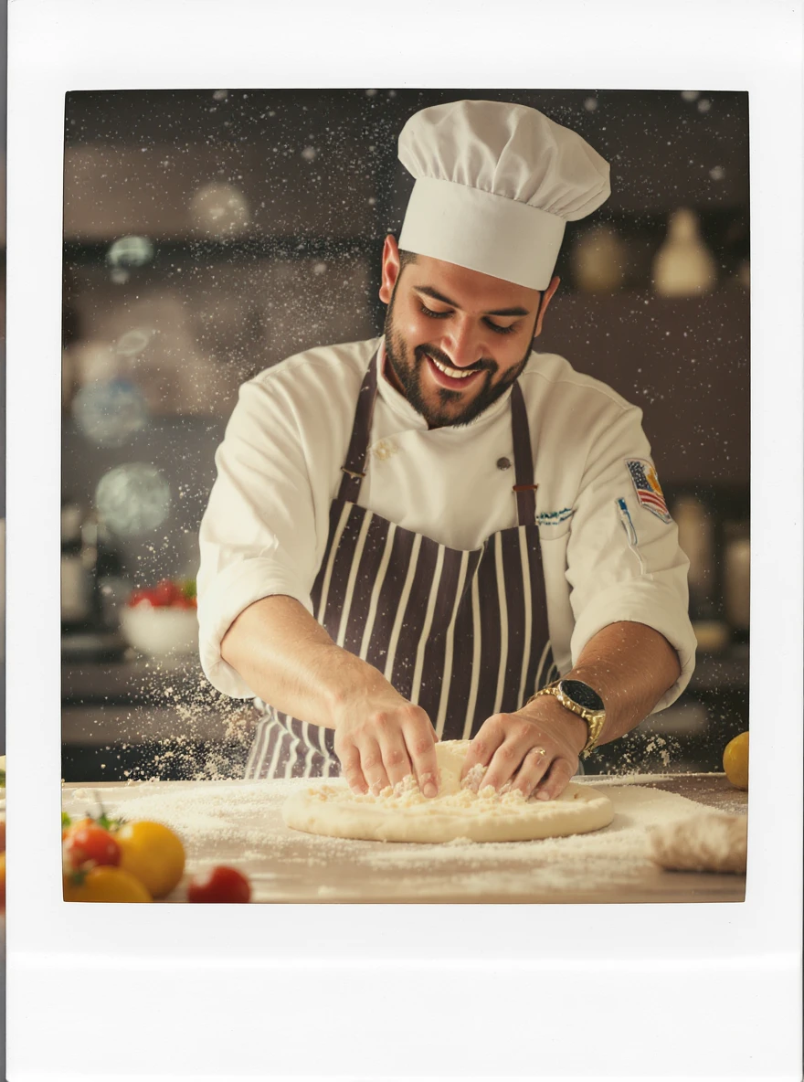 smiling Italian chef spinning pizza dough emoji