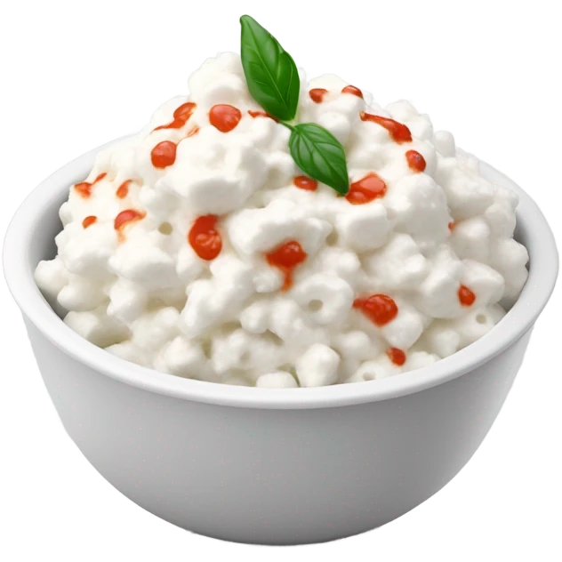 cottage cheese with tabasco and black pepper in a bowl emoji