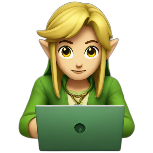 zelda link working with a laptop emoji