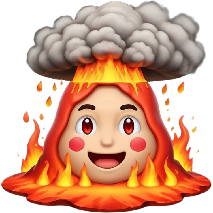 can i have an image of an red faced emoji with a small vocano th the top of its head erupting. i like the 4th image but no smiling emoji