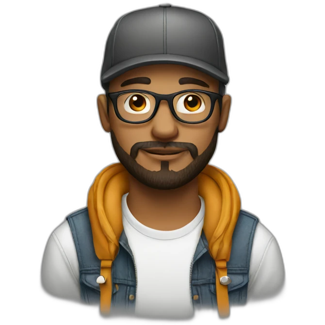 hipster designer wearing a cap emoji