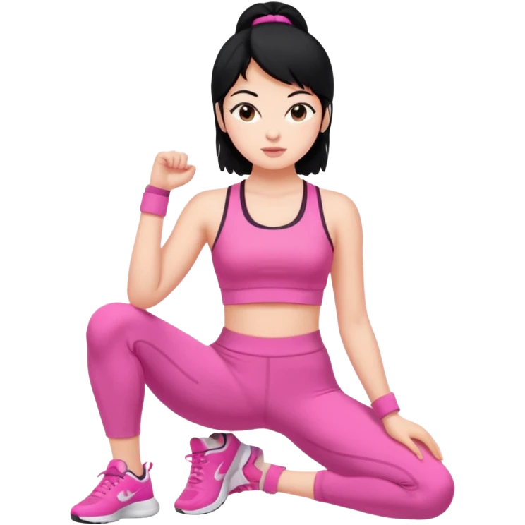 a pretty bratz fair girl in pink workout clothes and black hair emoji