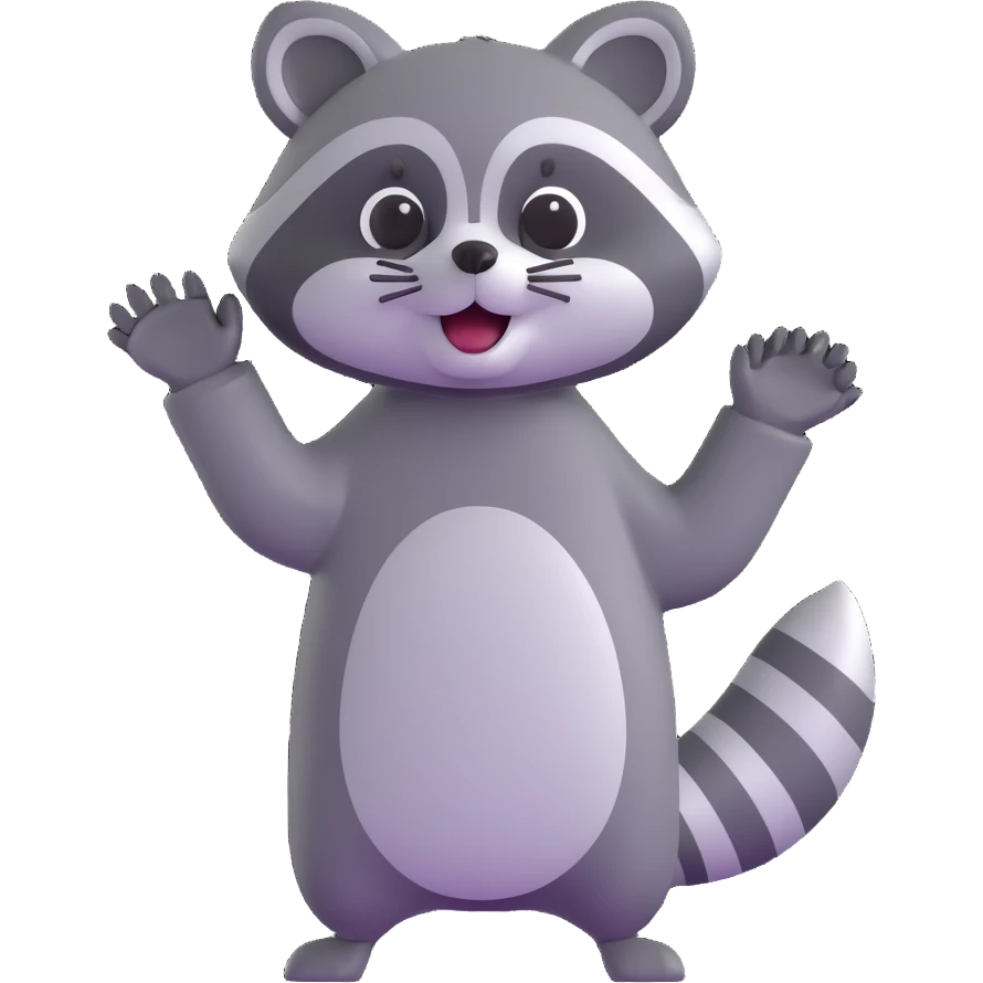 raccoon waving hello emoji