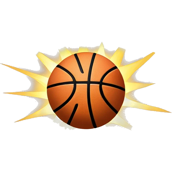 Sunrays shining out of basketball emoji