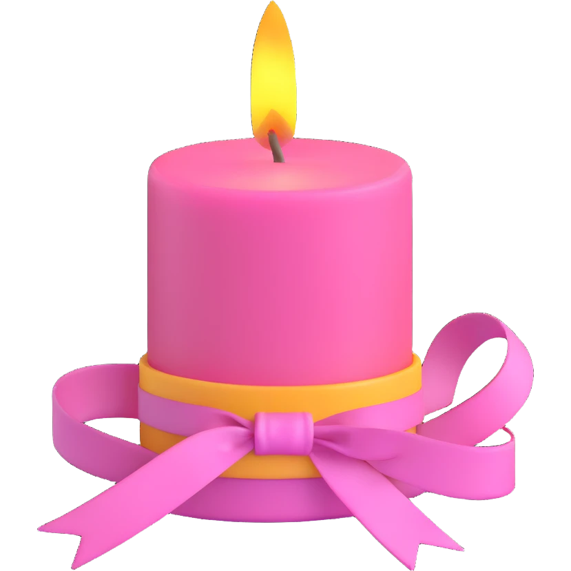 pink candle with a ribbon emoji