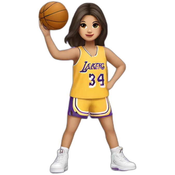 selena gomez with yellow lakers jersey emoji