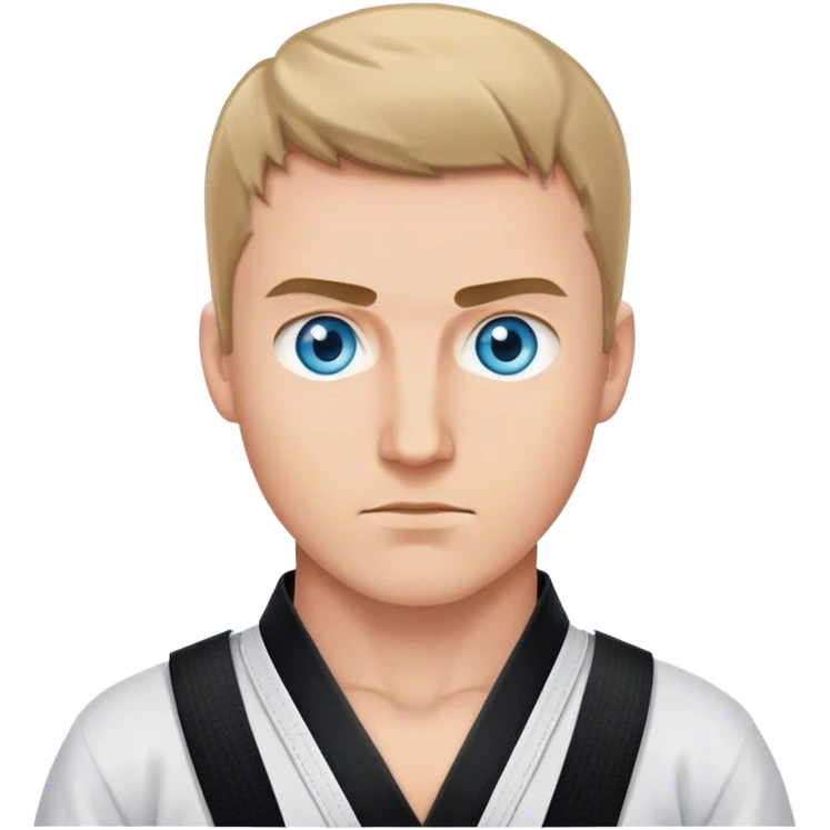 Karate kid black belt Caucasian blue eyes emoji