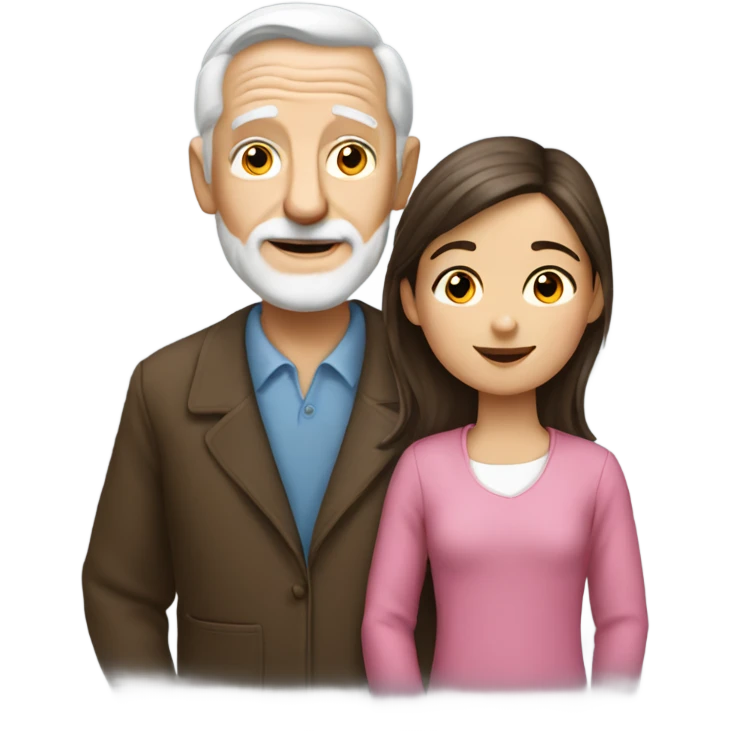 White Grandpa and brunette granddaughter emoji