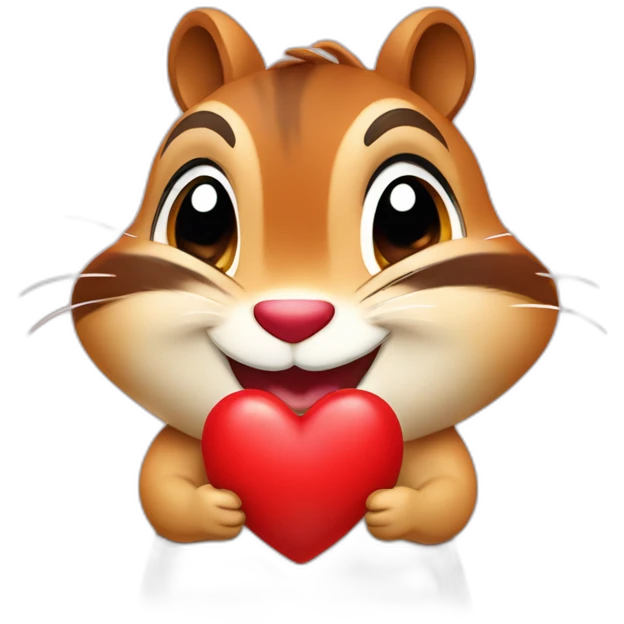 Colorful chipmunk gapoy smiling goving away a red heart emoji