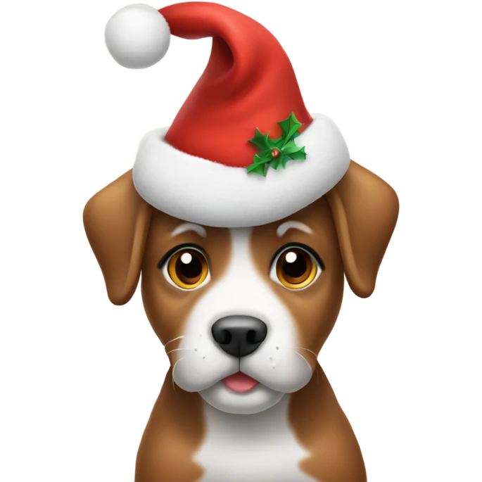 Puppy in Christmas hat emoji