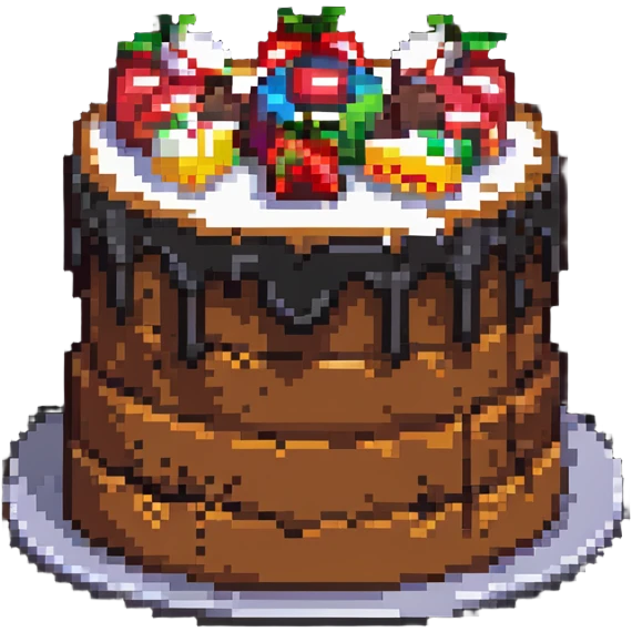 pixel art of a cake with multiple bites taken out of it emoji