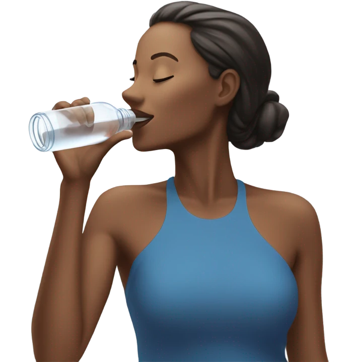 Woman drinking with a smart water bottle emoji
