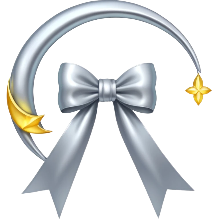 Elegant silver bow with glowing string, crescent-moon motifs. emoji