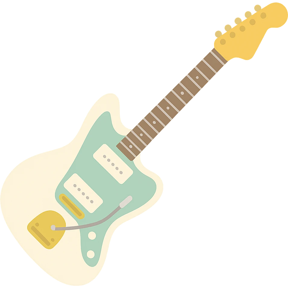 Olympic White Fender Jazzmaster guitar with classic tremolo bar emoji