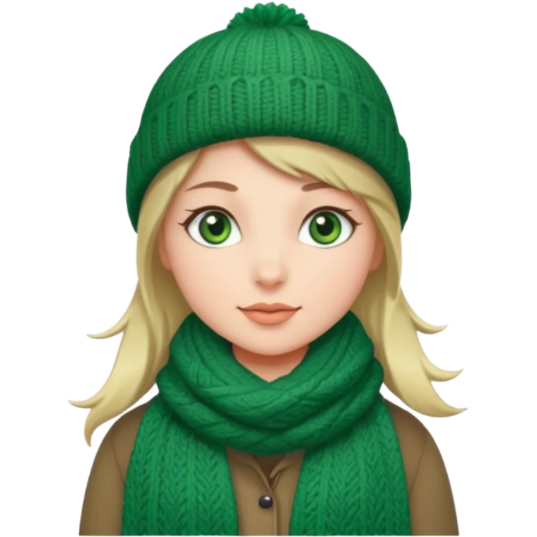 Girl green eyes with winter clothes  emoji