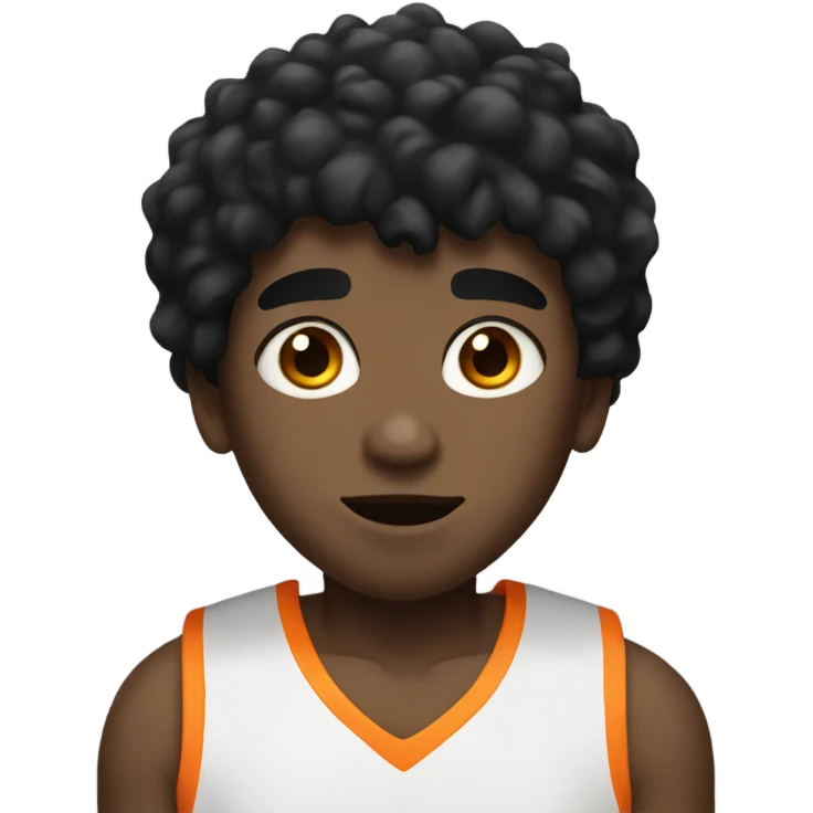 portrait of a boy with black hair with basketball emoji