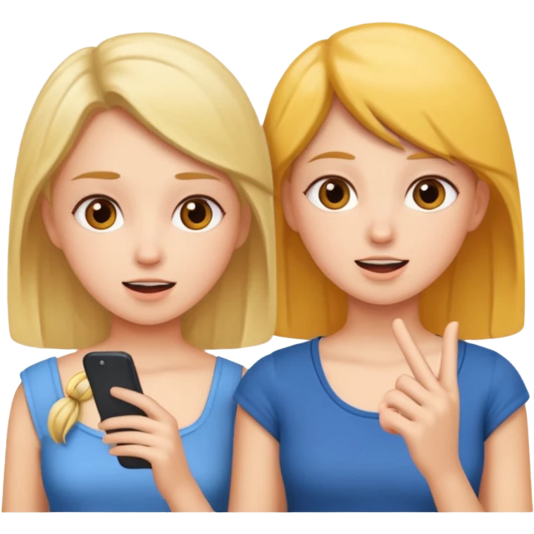 two girls practice speaking emoji
