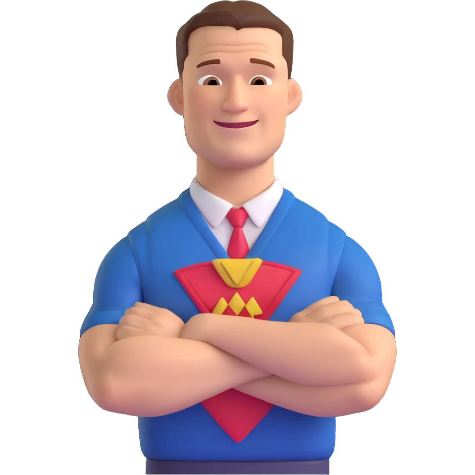 playful emoji style John Cena, smiling, wearing signature attire, arms crossed emoji
