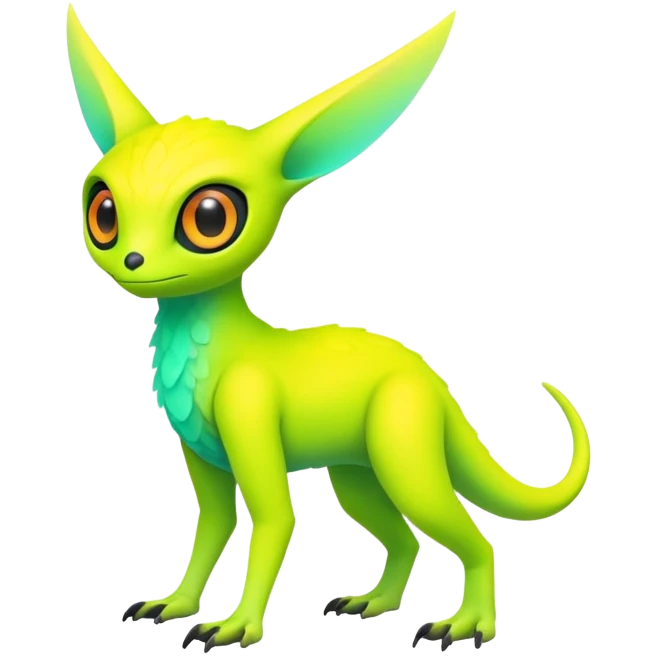futuristic lush warm-colored neon-colored Fakémon-Trico-creature (full body) emoji