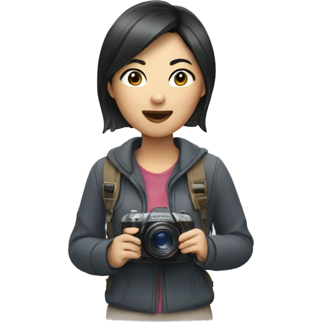 asian woman holding a camera emoji