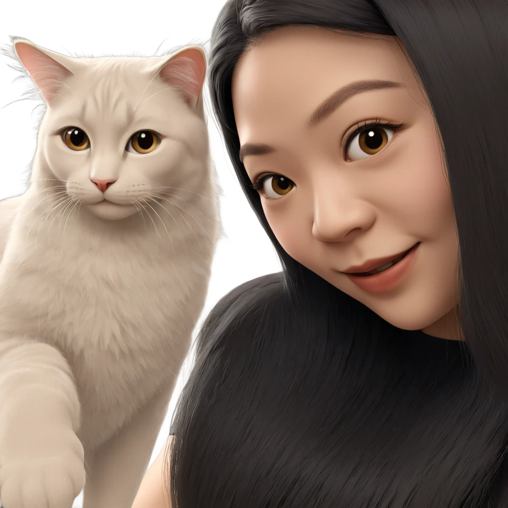 girl with cat companion emoji