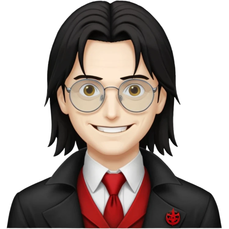 Alucard from Hellsing grinning with his signature glasses on emoji