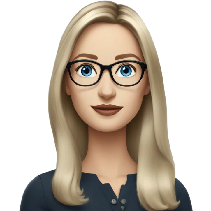 Shoulder length Balayage pale beautiful corporate woman with glasses and blue eyes emoji