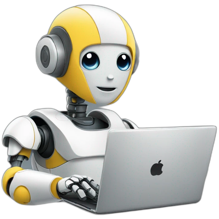 Young robot with laptop emoji