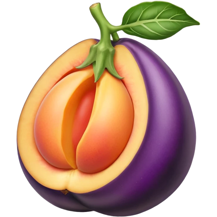 Egg plant sticking inside peach emoji