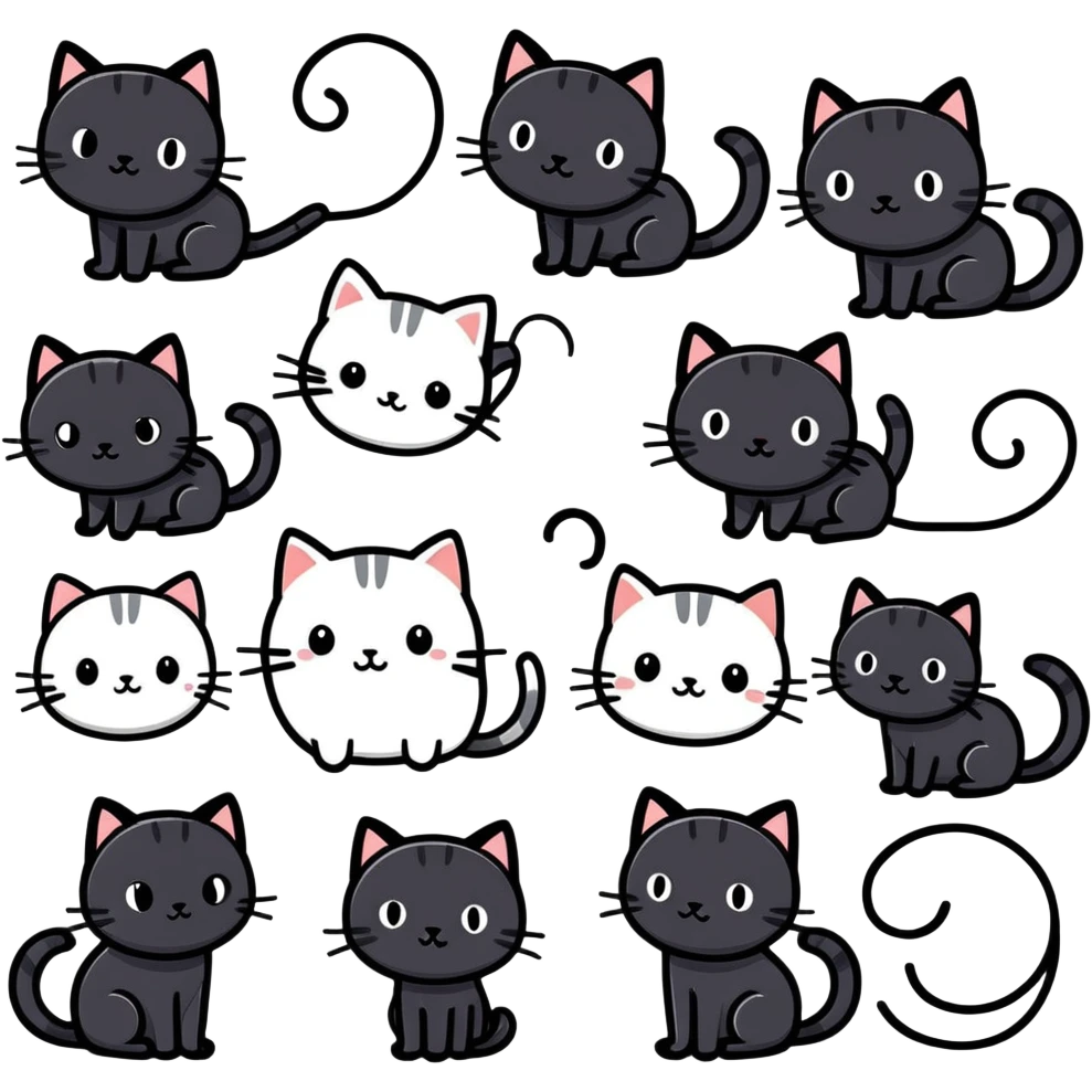 Cute black cat reactions emoji