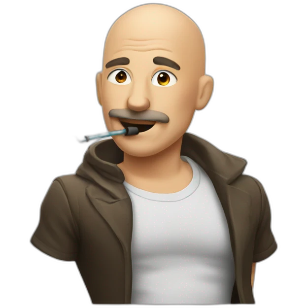 bald guy smokes a hookah  emoji