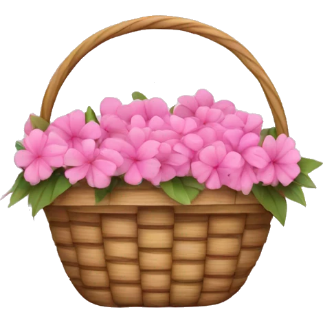 basket filled with pink flowers emoji
