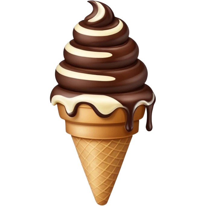 melted white and dark chocolate ice cream emoji