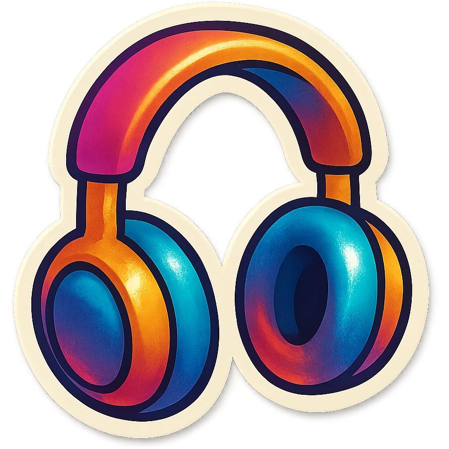single headphones symbol, cartoon style sticker, simple and clear, no text emoji