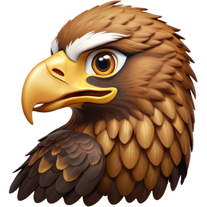 Cinematic Comical Golden Eagle Portrait Emoji, Head tilted dramatically with an exaggeratedly shocked expression, featuring a striking, broad-beaked form with wide, comically expressive eyes full of playful disbelief and richly textured golden feathers, Simplified yet hilariously expressive features, highly detailed, glowing with a slightly sassy amber glow, high shine, dramatic yet playful, stylized with an air of cheeky aerial mischief, soft glowing outline, capturing the essence of a meme-worthy golden eagle that looks ready to side-eye its way into viral fame! emoji