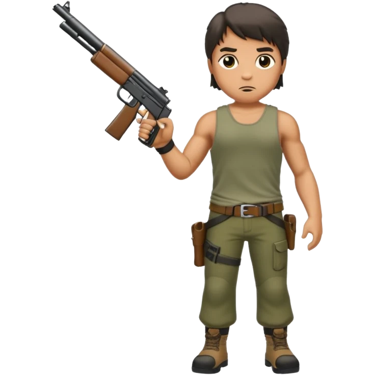 Rambo shooting, full body emoji